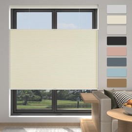 MYshade Custom Size Cellular Shades Cordless, Blackout Top Down Bottom Up Honeycomb Blind, Window Shade for Office, Bedroom, Nursery, Bathroom, Kitchen, Color Matched Blinds, Beige