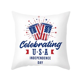 Rifuli Decorations Cushion Covers 45 cm x 45 cm Memorial Day Decor America Flag Stars and Stripes Patriotic Throw Pillow Covers Gnomes Pillows Indepe Fluffy Cushions Blue (B, One Size)