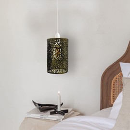 Metal Vintage Cage Style Lampshade - Industrial Metal Cage Light, DIY Ceiling Pendant Lights for Dining Room, Bedroom, Loft, Hallway (Brushed Brass, 2 Pack)