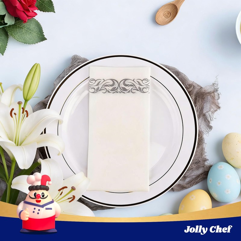 JOLLY CHEF 100 Disposable Hand Towels, Soft and Absorbent Linen