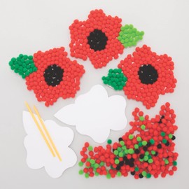 Baker Ross Poppy Pom Pom Art Kits - Pack of 5, Kids Remembrance and Armistice Day Craft (FE782)