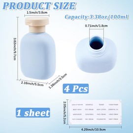 CREATCABIN 4 Pack 3.4 oz Travel Bottles with Flip Cap Empty Squeeze Bottle Refillable Leak Proof Plastic Travel Size Containers for Shampoo Lotion Conditioner Creams Toiletries Alice Blue