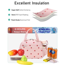 Lunch Box Lunch Bag Insulated Lunchbox Cute Reusable Lunch Tote bags for School Work Picnic for Kids Girls Women (Beige Heart)