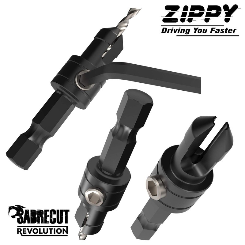 11 x SabreCut Zippy SCRKZ1 Countersink Set with Adjustable Pilot