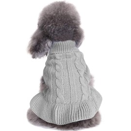 CHBORCHICEN Small Dog Sweaters Knitted Pet Cat Sweater Warm Dog Sweatshirt Dog Winter Clothes Kitten Puppy Sweater (M, Dress-Grey)