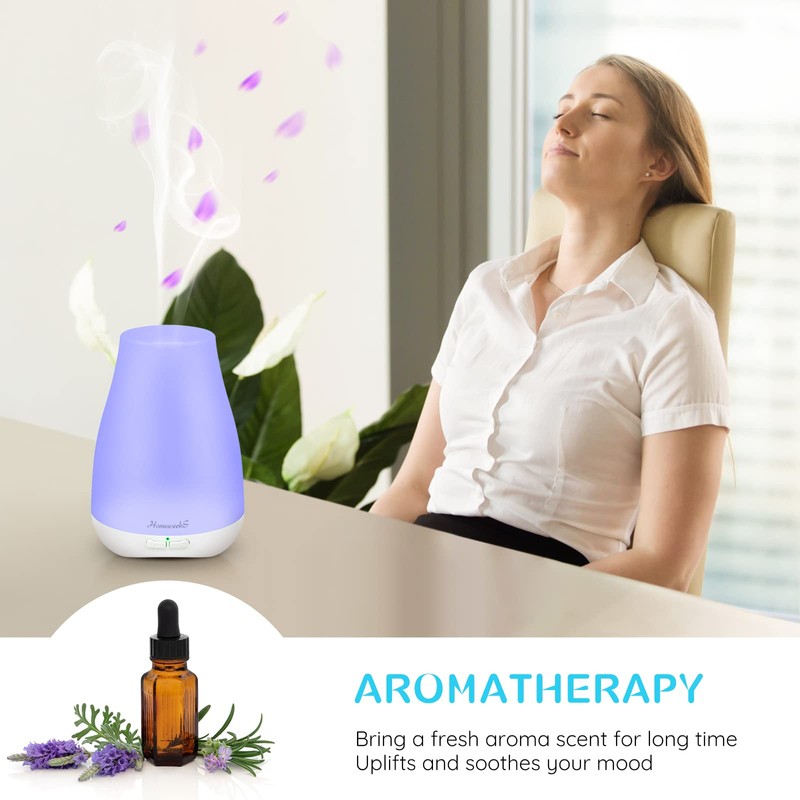Homeweeks Diffusers, 100ml Colorful Essential Oil Diffuser with Adjustable Mist