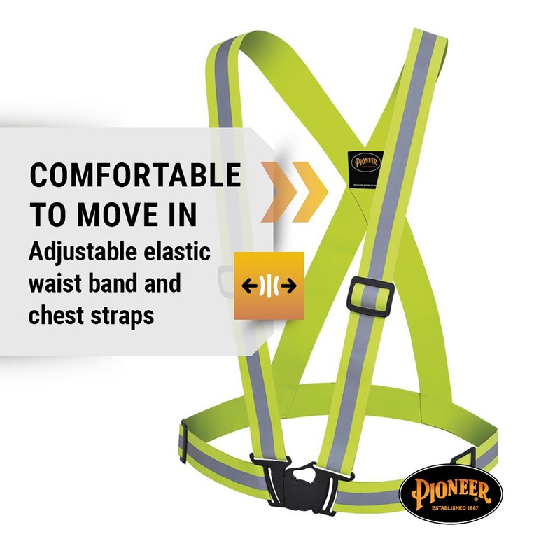 Pioneer Hi Vis Adjustable Safety Sash - Hi-Vis Yellow/Green with