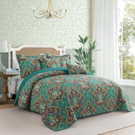 TWINRUN Cotton Queen Quilt Bedding Set - Floral Bedspreads for Bed, Lightweight Coverlet Sets, 3 Pieces Quilts Queen Size (90 * 98 Inch) for All Seasons