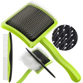 Pecute Slicker Dog Brushes for Grooming, Dog Brush for Cockapoo, Cavapoo, Ergonomic Cat Grooming Brush with 15mm Rounded Pins to Detangle Knots, Remove Loose Hair, Soft Pad for Sensitive Pet Skin, L