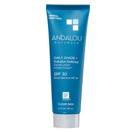 Andalou Naturals Face Sunscreen, SPF 30 Daily Shade  Blue Light Defense Facial Lotion, Broad Spectrum Protection, Deeply Hydrating Mineral Sun Block  