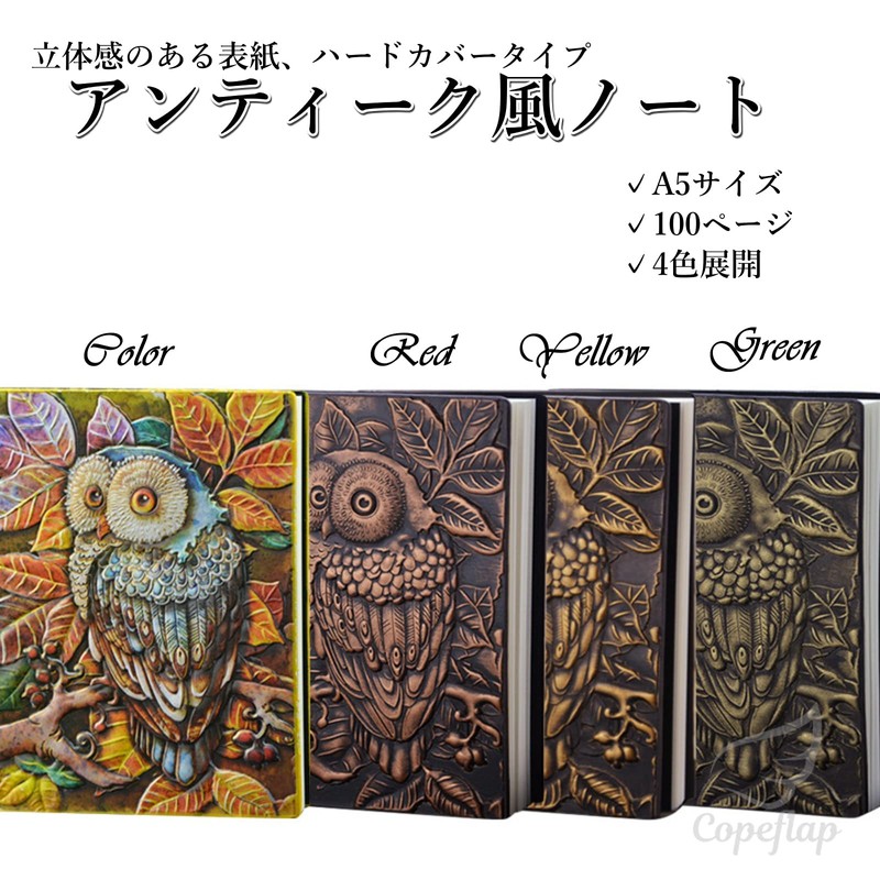 Copeflap Antique Notebook, a5, Owl Journal, Spell Book, Spell Book-style