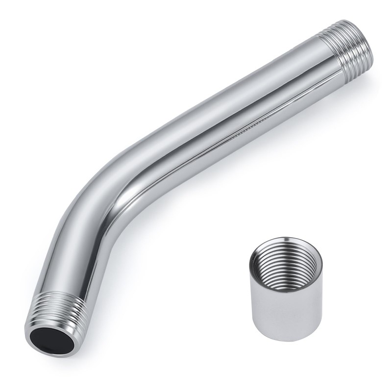 Shower Head Extension Arm, G1/2" 20cm Curved Forward Stainless Steel