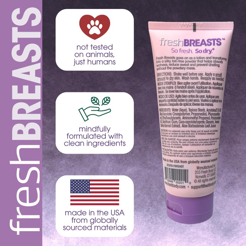 Fresh BREASTS Anti Chafing Deodorant Lotion to Powder, 3.4oz (2