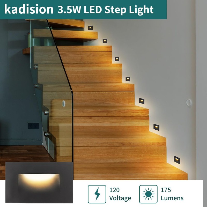 120V Dimmable LED Step Lights, 3000K/4000K/5000K, 12-Pack | Line Voltage