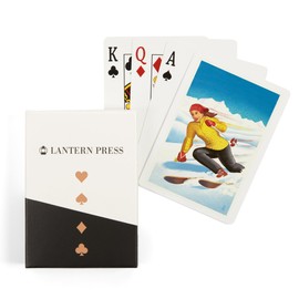 Lantern Press Woman Skier, Lithograph (52 Playing Cards, Poker Size Card Deck with Jokers)