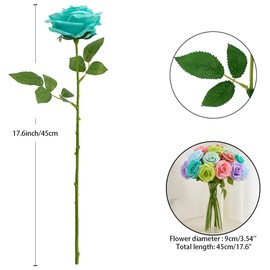 Carlita‘s Blooms 15pcs Fake Roses Artificial Silk Flowers Faux Rose Flower Long Stems Bouquet for Arrangement Wedding Centerpiece Party Home Kitchen Decor