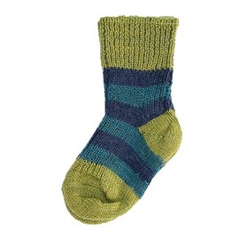 Hirsch Natur, Striped Socks for Babies and Children, 100% Organic Wool (2. UK 2-3 / EU 18-20 (8-12 months), Green/Jeans/Petrol)