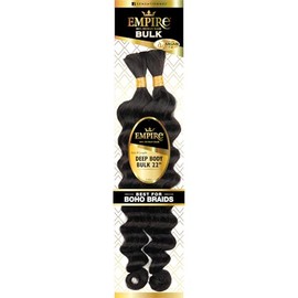 Sensationnel Empire bulk braiding – deep body human hair braids for knotless boho box or curly loose wave styles - 1 pack (22 inch, 4 MEDBROWN)