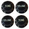 Black guitar control knobs 0-10 scale 2x tone + 2x
