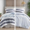 Queen Comforter Set, 3 Pieces Striped Bed Set, Soft Brushed