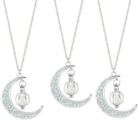 SUPERFINDINGS 3 Pieces 3 Colours Moon Pendant Necklaces Glow in the Dark Moon Necklace Crescent Moon Pendant Necklace Luminous Series Moon Necklace Alloy Fluorescent Necklace, Metal, No Gemstone