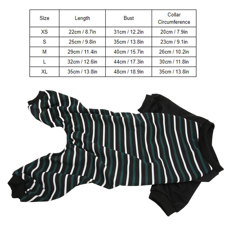 Striped Dog Pajamas Soft Stretchy Fashionable 4 Legged Puppy Pajamas