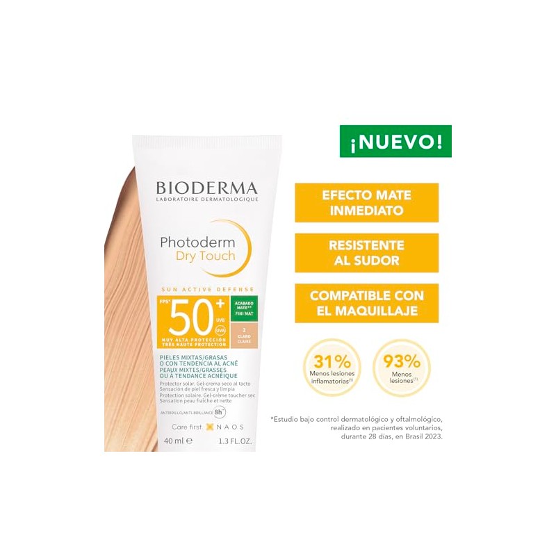 Bioderma, Protector Solar en Gel, Photoderm Dry Touch Tono Claro,