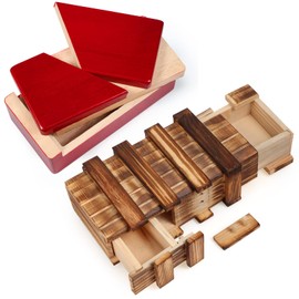2 Pcs Puzzle Boxes Wooden Secret Box with Secret Compartment 3D Brainteaser Box Secret Lock Box Wood Brain Teaser Puzzle Difficult Puzzle Gifts Brainteaser Game for Adults and Teens