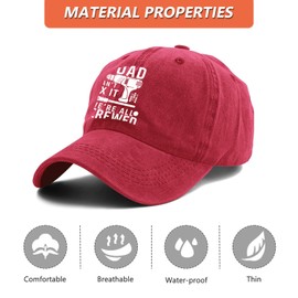 Gelasgo Dad Caps for Men Adjustable Baseball Cap Cotton Breathable Grandad Birthday Gifts for Men(Red)