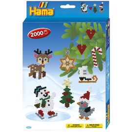 Hama 3437 Children’s Midi Christmas Gift Box, 2000 Iron-On Beads and Accessories, Multicoloured