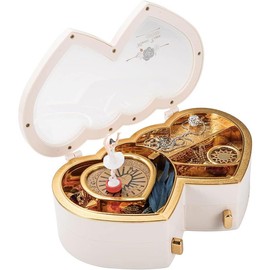 Rainbowie Heart Musical Jewelry Box, Musical Jewelry Storage Box with Dancing Girl,Arrow Design Christmas Gift (white) - Color: white2