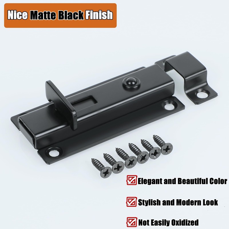 Alise Slide Bolt Gate Latch,Spring-Automatic Barrel Bolts Latches Safety Door