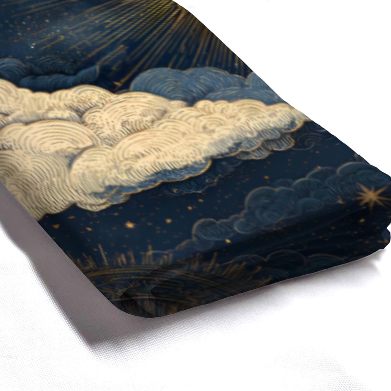 Celestial Shower Curtain with Sun Moon Stars, 72x72 Inches