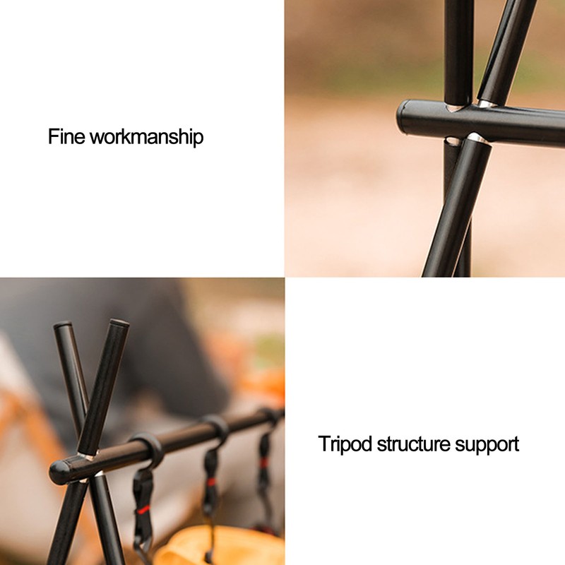 Hanging Rack Black Tripod Structure Folding Hanging Shelf with Storage
