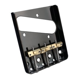 OVSAL Vintage Fixed Guitar Bridge with Brass Compensated 3-Saddle Steel Baseplate 10.8mm Guitar Bridge Compatible with Vintage Telecaster Tele Style Electric Guitar Replacement Parts Black