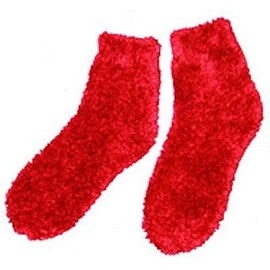 Foot Traffic - Soft Fuzzy Socks - Red