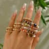 HUASAI Boho Thumb Rings for Women, Adjustable Pearl Jade Tiger
