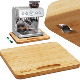 Bamboo Appliance Slider, Sliding Tray for Coffee Maker, Kitchen Countertop Appliance Rolling Tray, Coffee Pot Slider Tray with Rubber Wheels,biggest (20"D x 16"W)