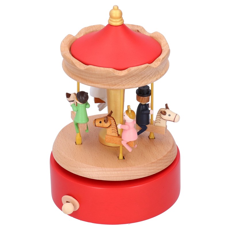 Wooden Music Box Musical Box Rotating Horse Shaped Wood Crafts