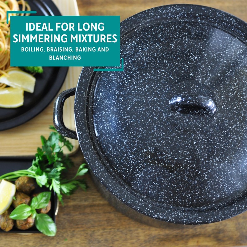 MIRRO 7.75 Qt Enamel Stock Pot for Canning, Black