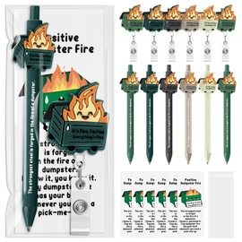 6 Sets Nurse Appreciation Gifts Dumpster Fire Ballpoint Pens Rn Badge Holders ID Reel Positive Bookmarks Funny Nurse Week Gifts for Graduation Nursing Assistants Practitioner Doctor Coworkers