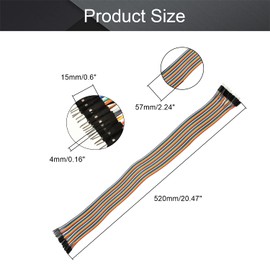 Fielect Male to Female Dupont Jumper Wires 40P Breadboard Jumper Wires Colorful Ribbon Cables 50cm Long 1Pcs