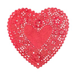Hygloss Products Heart Foil Paper Doilies - Decorative, Multi-Pack (4" - 24 Pack, Red)