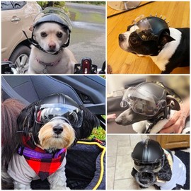 Namsan Motorcycle Dog Helmet for Small to Medium Dogs, with Clear Lens Visor, Doggie Hat Outdoor Bike Driving Travel, Easy Wear Doggy Spikes Helmets with Ear Holes, Adjustable