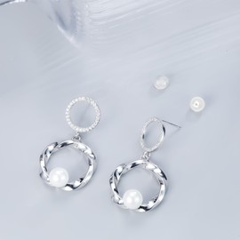 Micory Women's Earrings 925 Sterling Silver Jewellery Valentine's Day Mother's Day Birthday Gifts for Her Women Girlfriend, Silver, Pearl