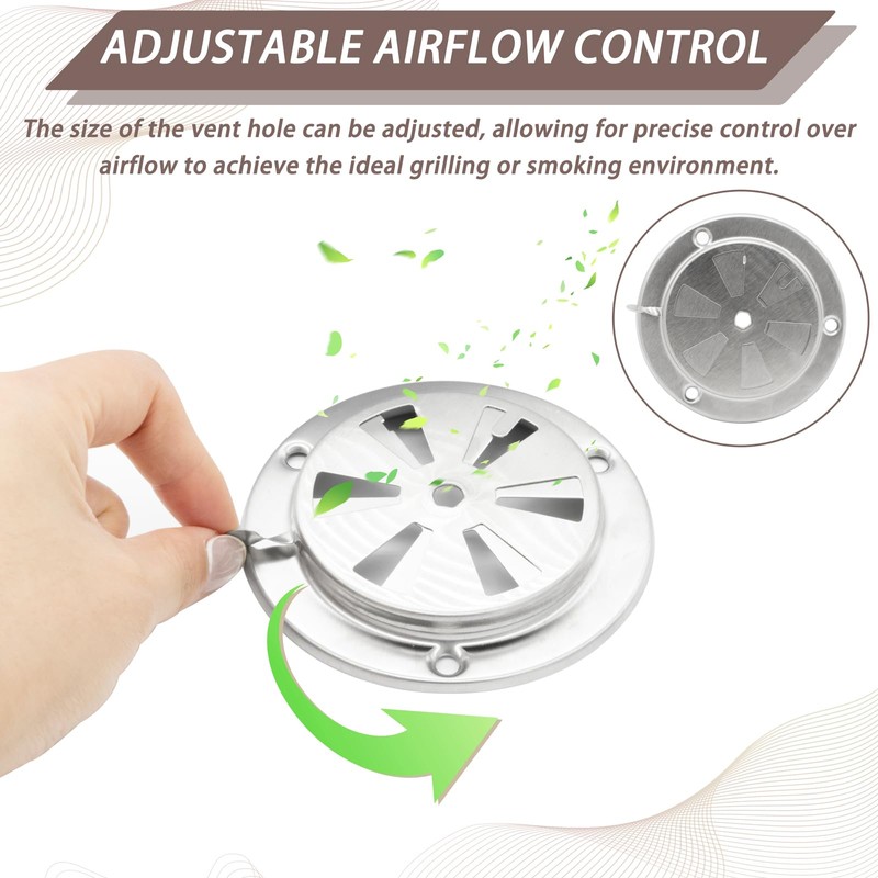 4 Pcs BBQ Smoker Air Vent Stainless Steel BBQ Grill