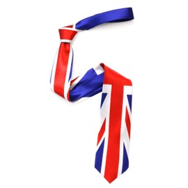 The Tie Co™ Wide & Slim Union Jack Great Britain Pattern Neck Ties (1 - Wide Royal Blue & Bright Red Large Flag)