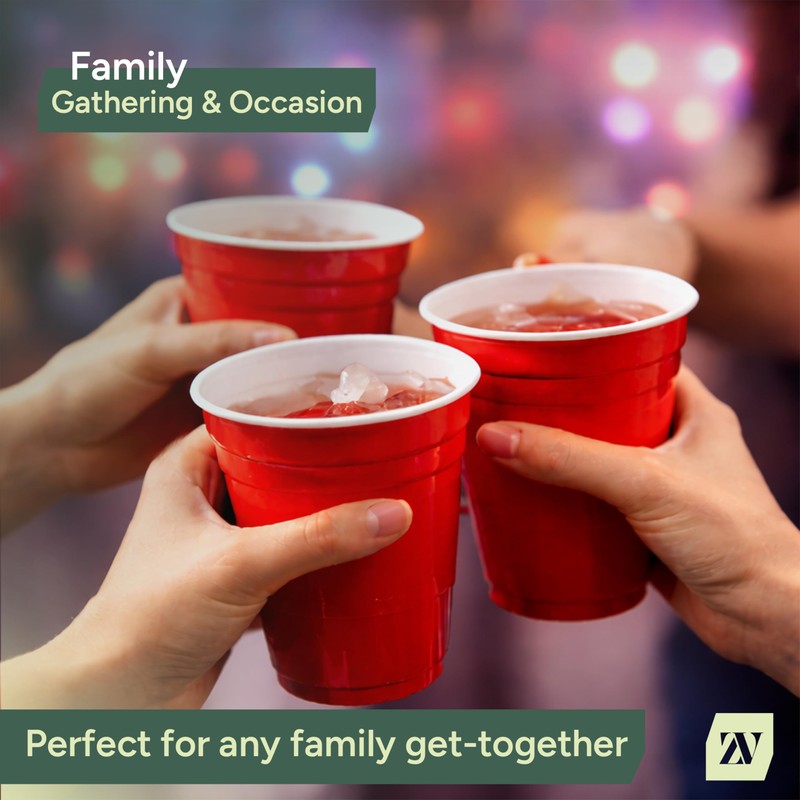 Zuvo Red Party Cups – 16oz Plastic Disposable Cups (Pack