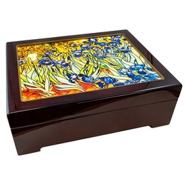 Illuminated Van Gogh Iris Flower Music Box by The San Francisco Music Box