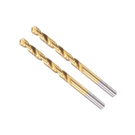 CoCud Twist Drill Bits, 5.9mm Drilling Diameter, Titanium Coated High Speed Steel 6542 Straight Round Shank - (Applications: for Stainless Steel Alloy Metal), 2-Pieces